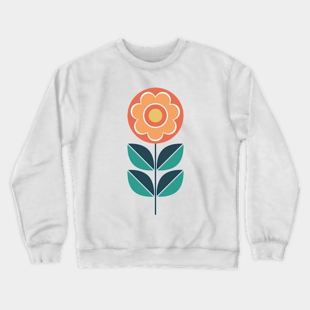 Retro Geometric Flower 5 in Yellow, Orange and Teal Crewneck Sweatshirt by tramasdesign